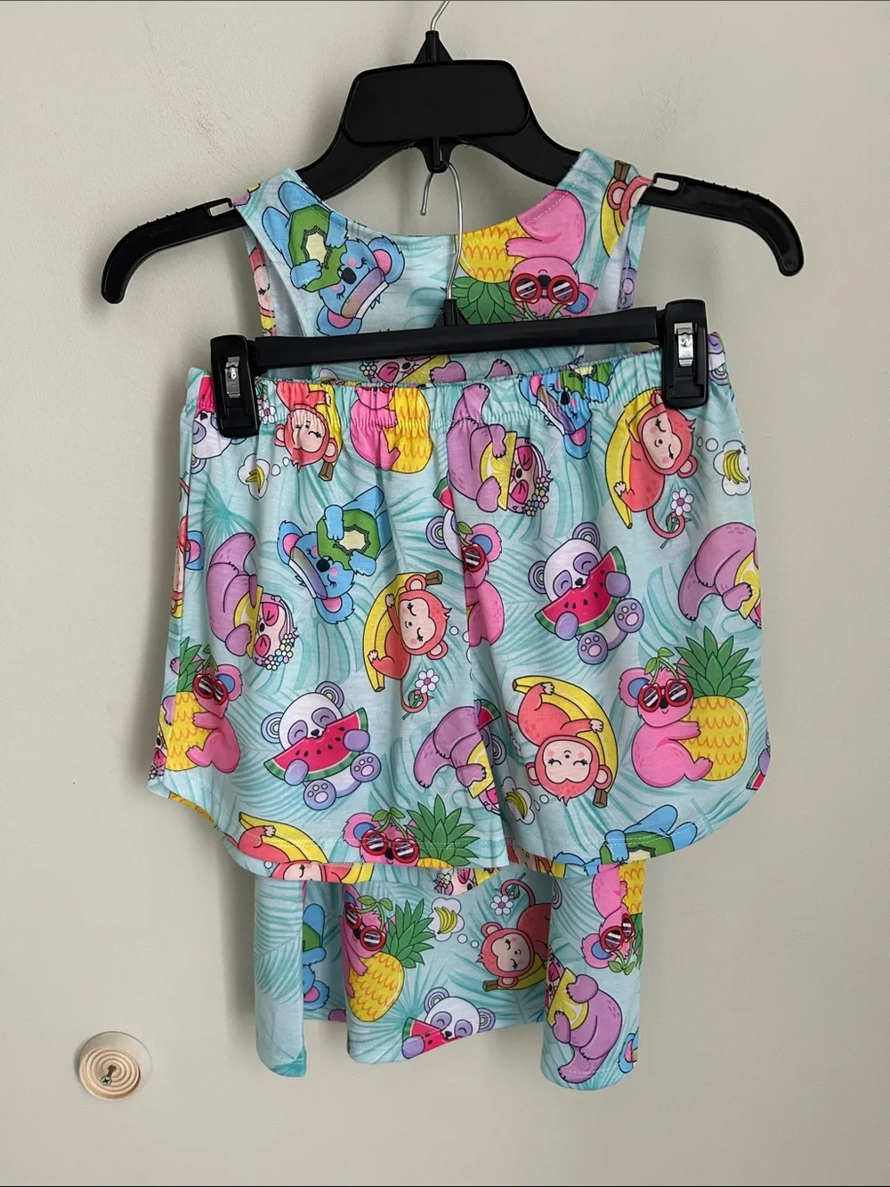 The Children's Place Mint Tropical Animal Pajama Tank and Shorts Set